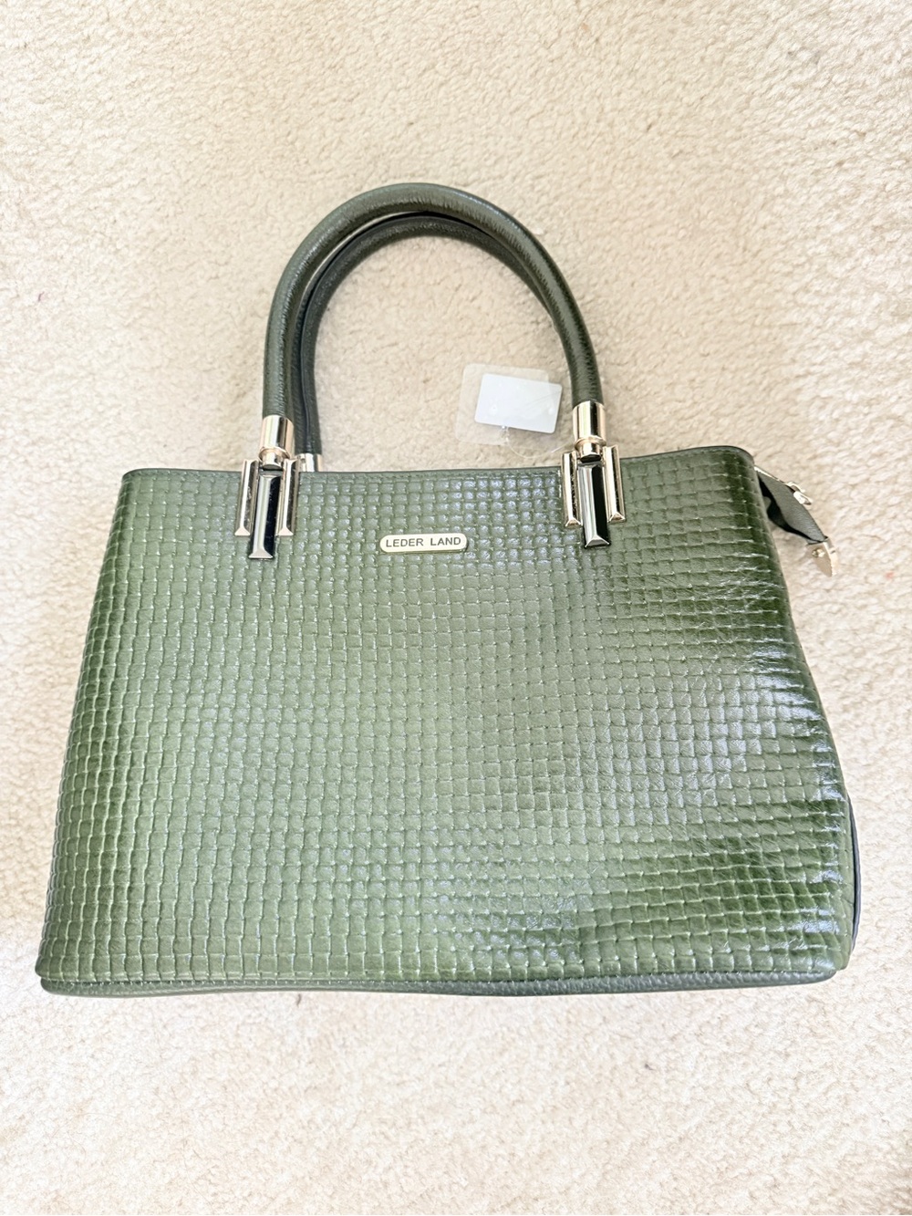 Olive Green Structured Tote Bag